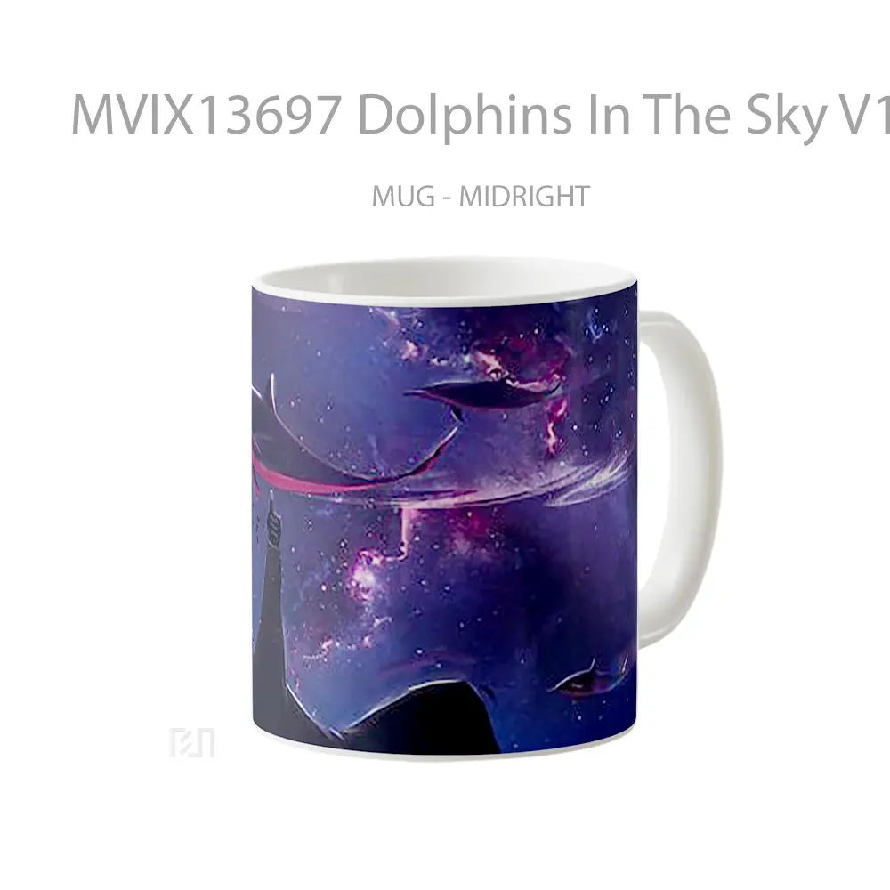 Mug Dolphins In The Sky V1 Gelas Hewan Lucu - All-side / Desain