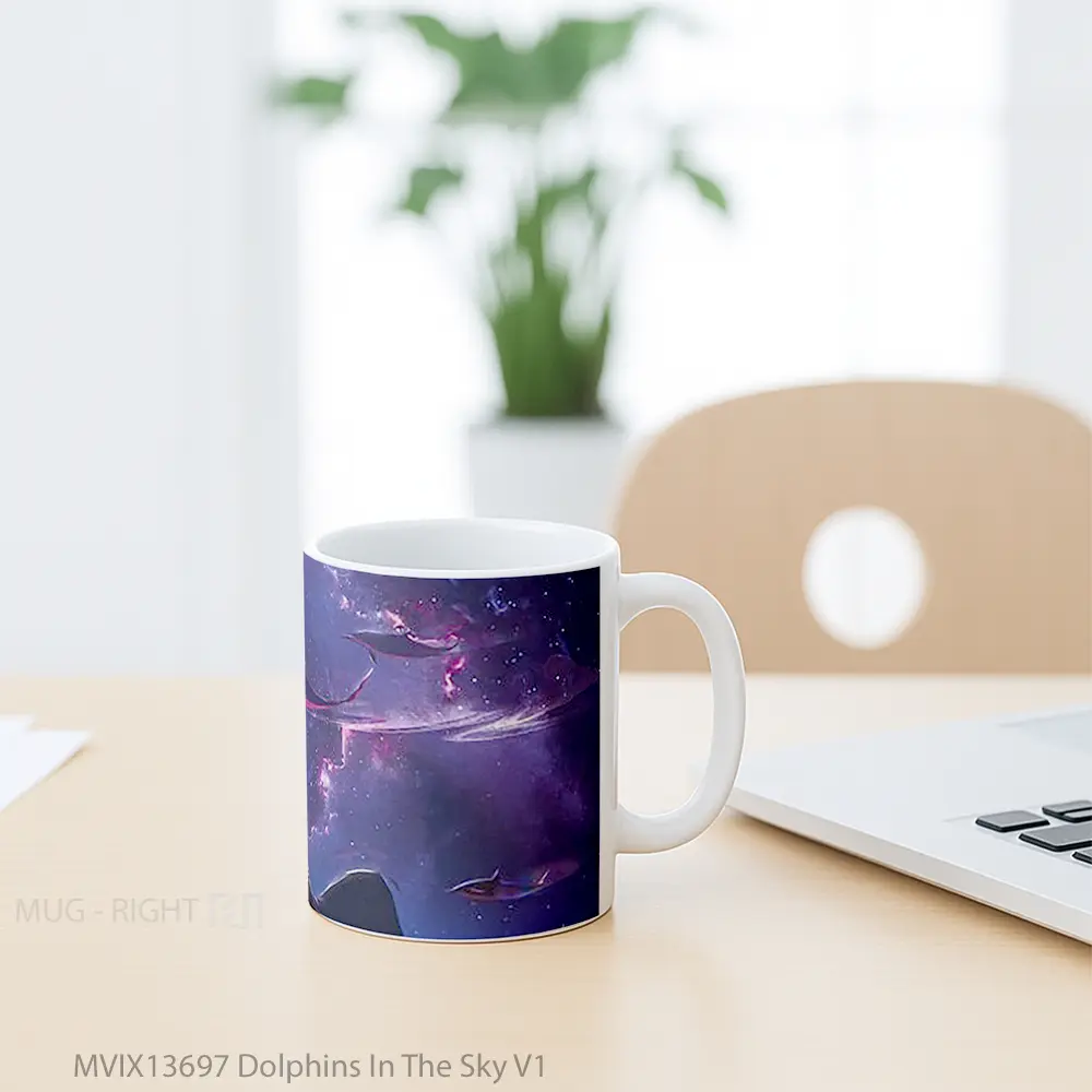 Mug Dolphins In The Sky V1 Gelas Hewan Lucu - All-side / Desain