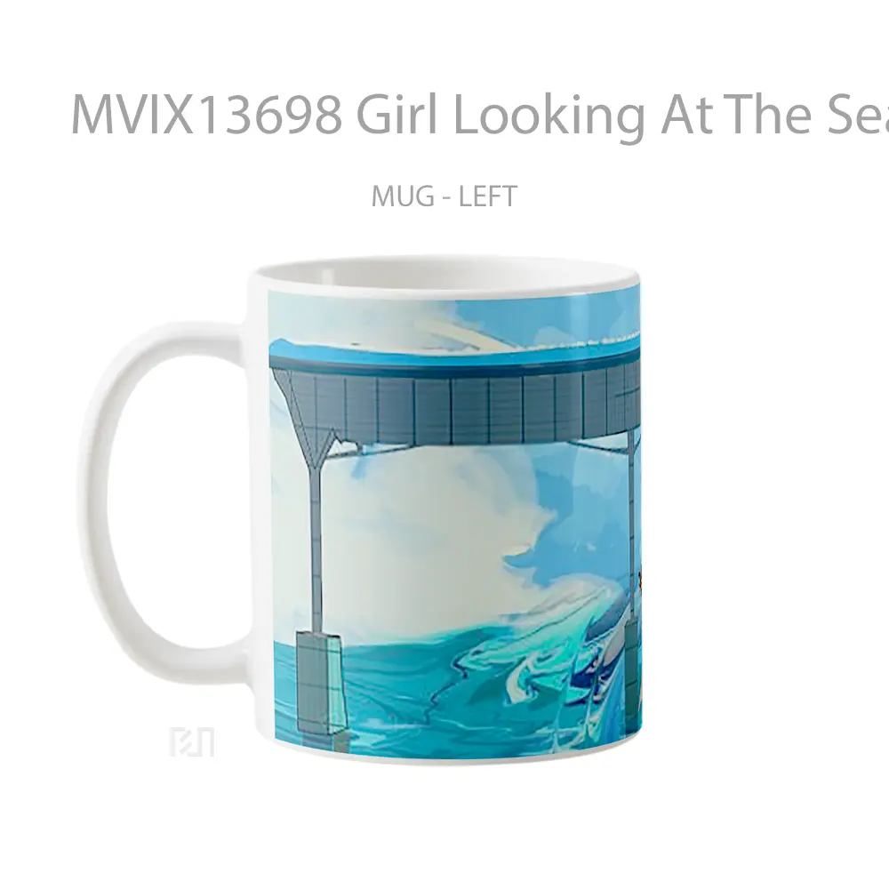 Mug Girl Looking At The Sea Gelas Pemandangan Alam - All-side / Desain
