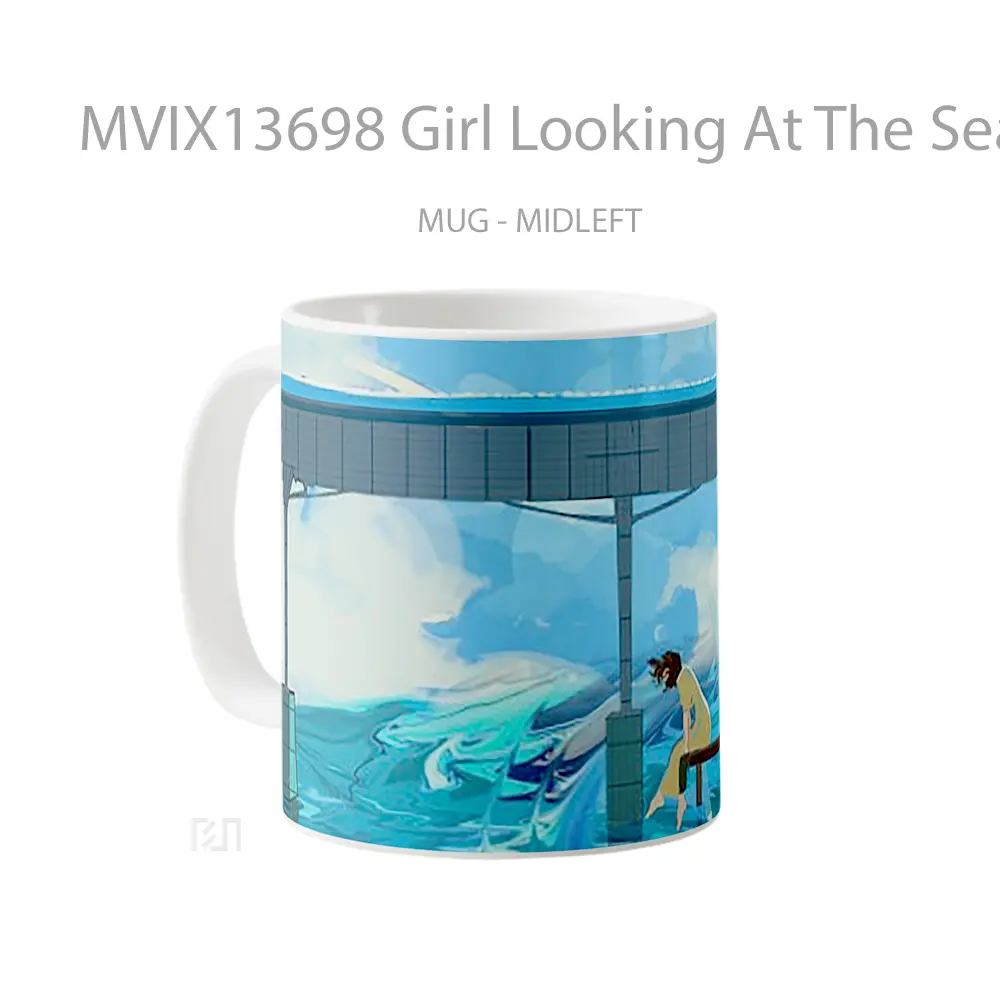 Mug Girl Looking At The Sea Gelas Pemandangan Alam - All-side / Desain