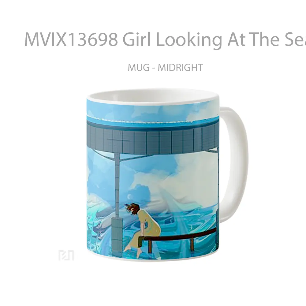 Mug Girl Looking At The Sea Gelas Pemandangan Alam - All-side / Desain