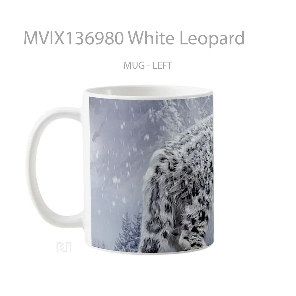 Mug White Leopard Gelas Keramik Unik - All-side / Desain