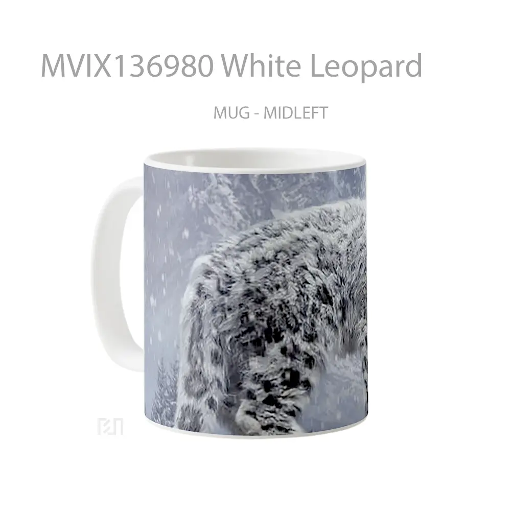 Mug White Leopard Gelas Keramik Unik - All-side / Desain