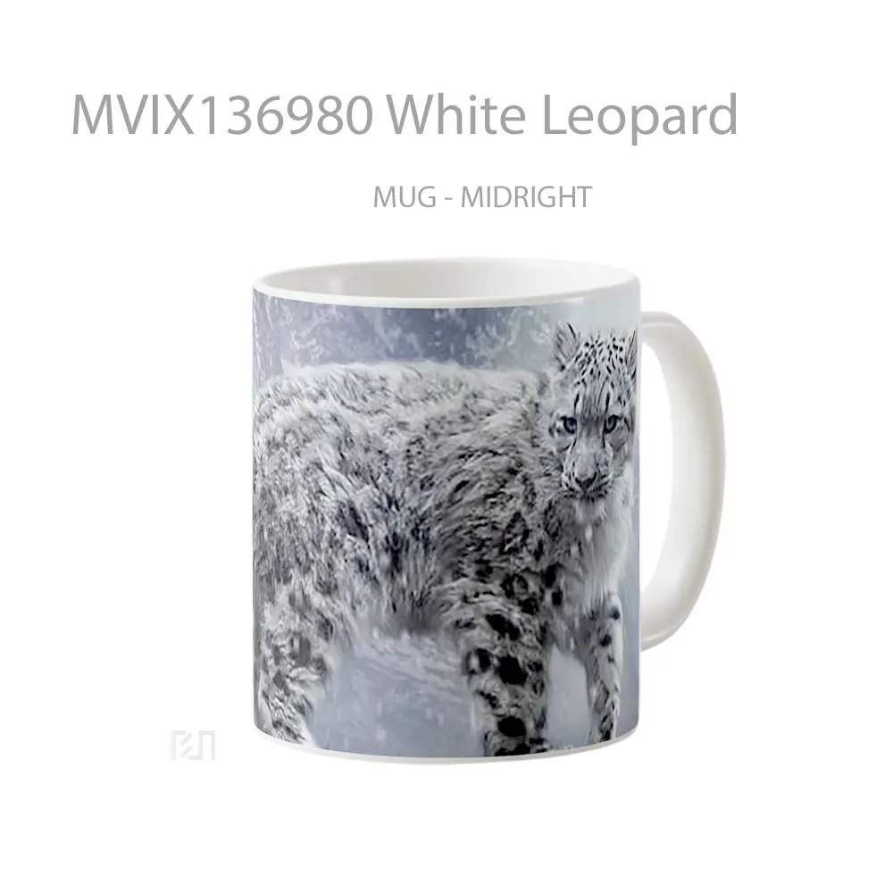 Mug White Leopard Gelas Keramik Unik - All-side / Desain