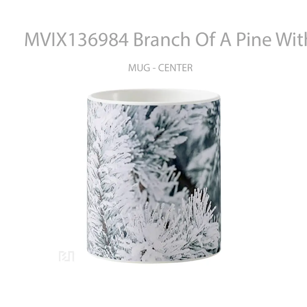 Mug Branch Of A Pine With Snow Gelas Pemandangan Alam
