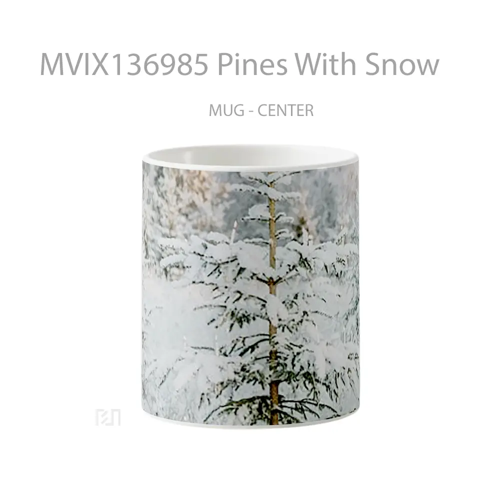 Mug Pines With Snow Gelas Pemandangan Alam