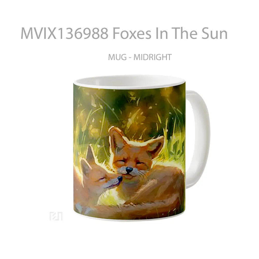 Mug Foxes In The Sun Gelas Hewan Lucu - All-side / Desain