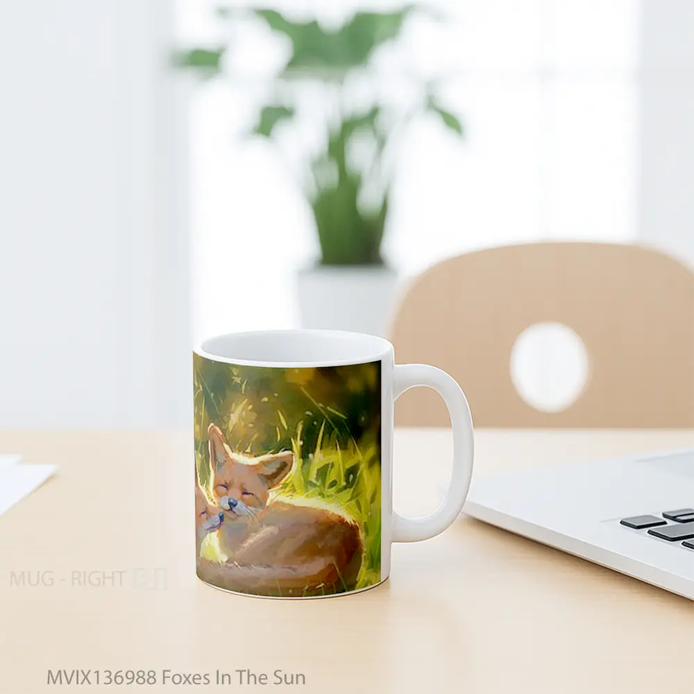 Mug Foxes In The Sun Gelas Hewan Lucu - All-side / Desain