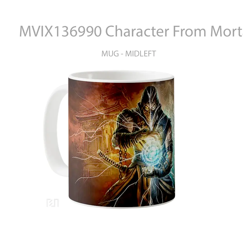 Mug Character From Mortal Kombat Scorpion Gelas Keramik Unik - All-side / Desain