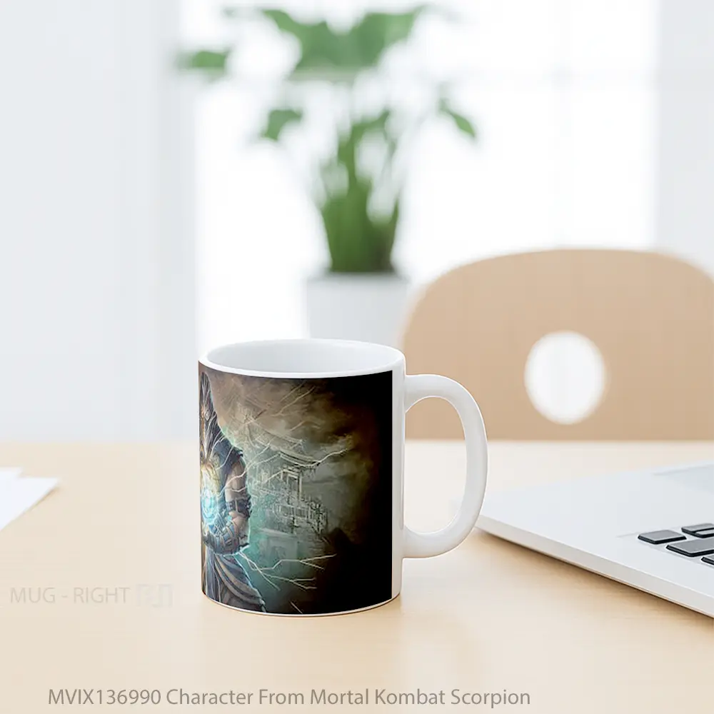 Mug Character From Mortal Kombat Scorpion Gelas Keramik Unik - All-side / Desain