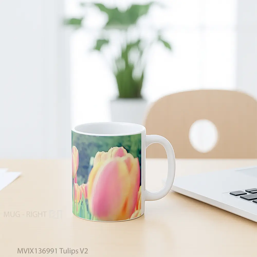 Mug Tulips V2 Gelas Keramik Unik - All-side / Desain