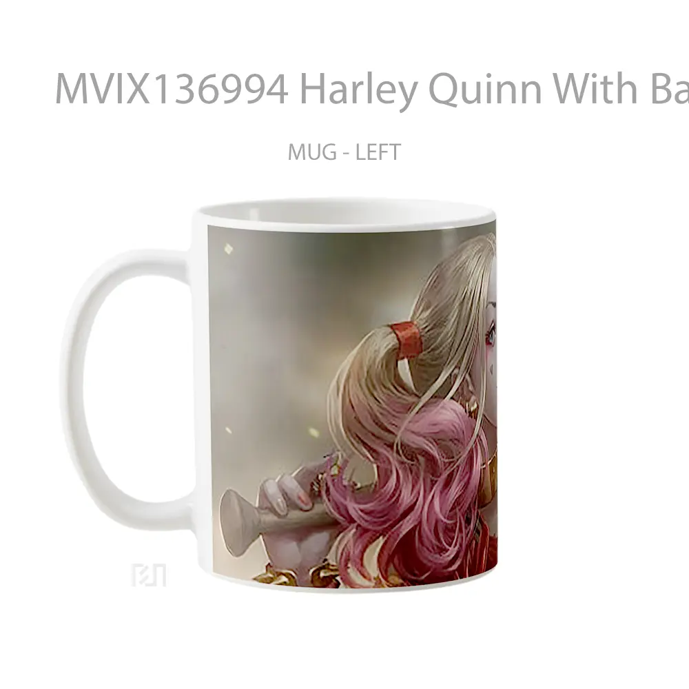 Mug Harley Quinn With Bat Fanart Gelas Keramik Unik - All-side / Desain