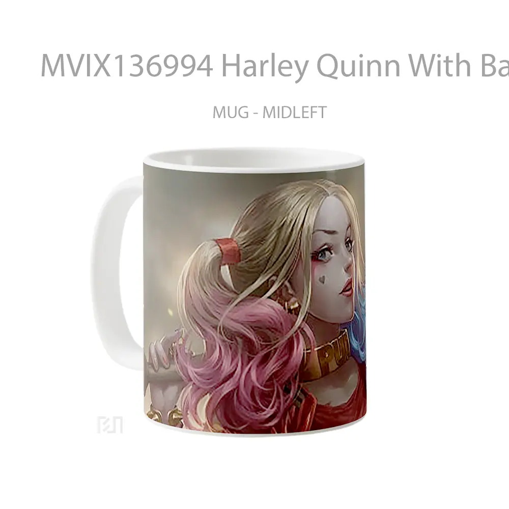 Mug Harley Quinn With Bat Fanart Gelas Keramik Unik - All-side / Desain