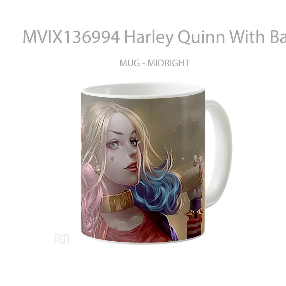 Mug Harley Quinn With Bat Fanart Gelas Keramik Unik - All-side / Desain