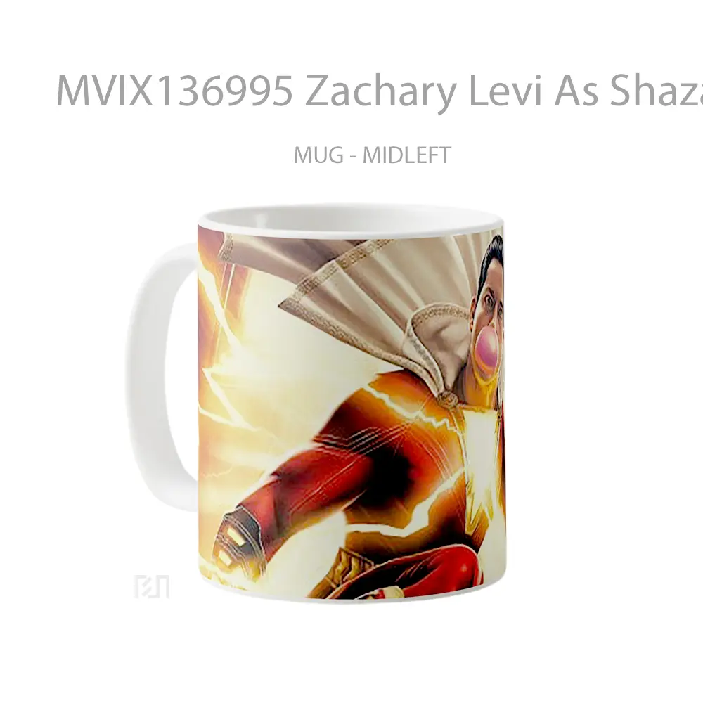 Mug Zachary Levi As Shazam Fanart Gelas Superhero - All-side / Desain
