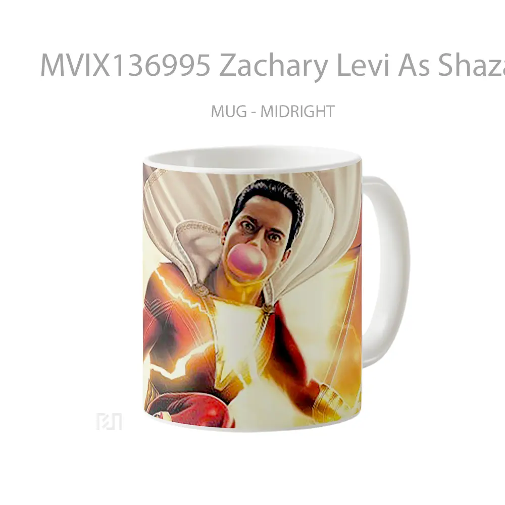Mug Zachary Levi As Shazam Fanart Gelas Superhero - All-side / Desain