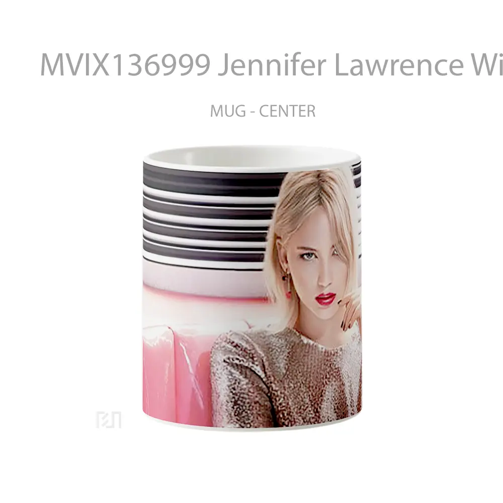 Mug Jennifer Lawrence With Red Lips Gelas Keramik Unik
