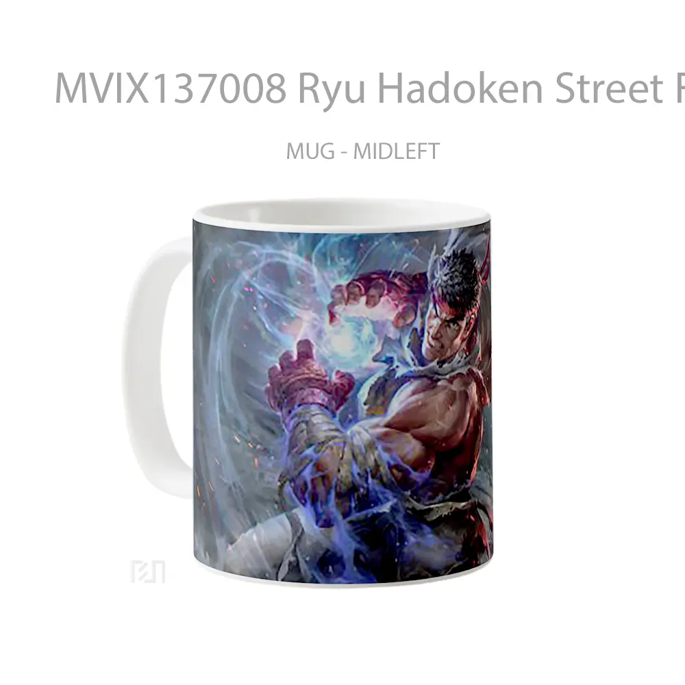 Mug Ryu Hadoken Street Frighter Gelas Keramik Unik - Tampak Kanan