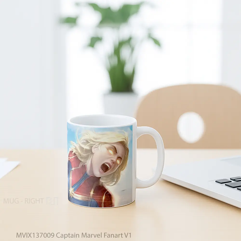 Mug Captain Marvel Fanart V1 Gelas Superhero - All-side / Desain