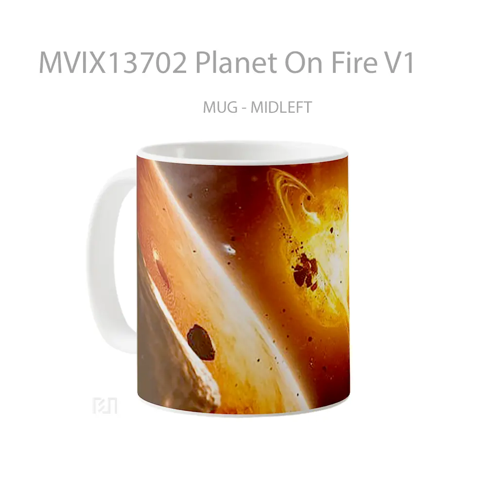 Mug Planet On Fire V1 Gelas Astronomi - All-side / Desain