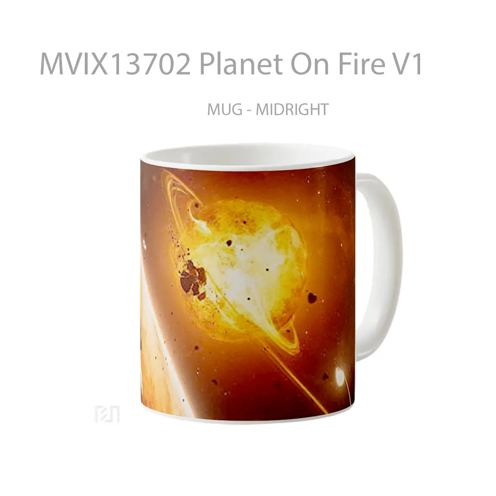 Mug Planet On Fire V1 Gelas Astronomi - All-side / Desain
