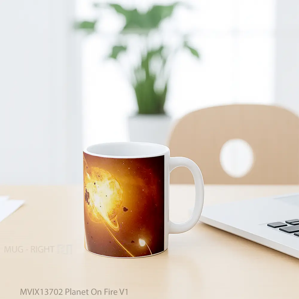 Mug Planet On Fire V1 Gelas Astronomi - All-side / Desain