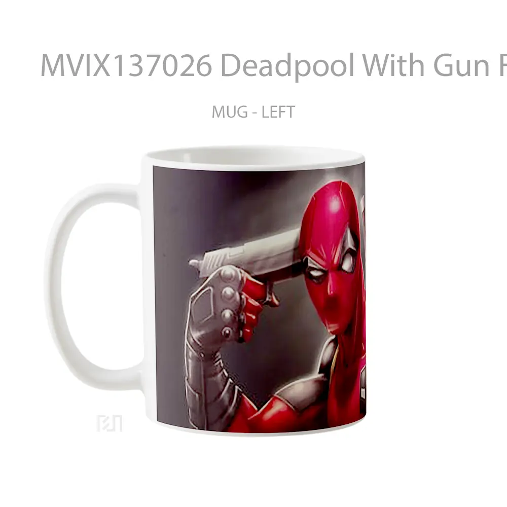 Mug Deadpool With Gun Fanart Gelas Superhero - All-side / Desain