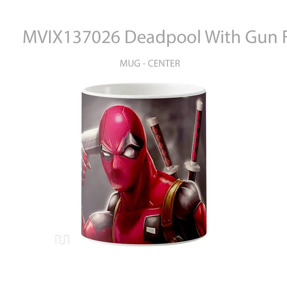 Mug Deadpool With Gun Fanart Gelas Superhero