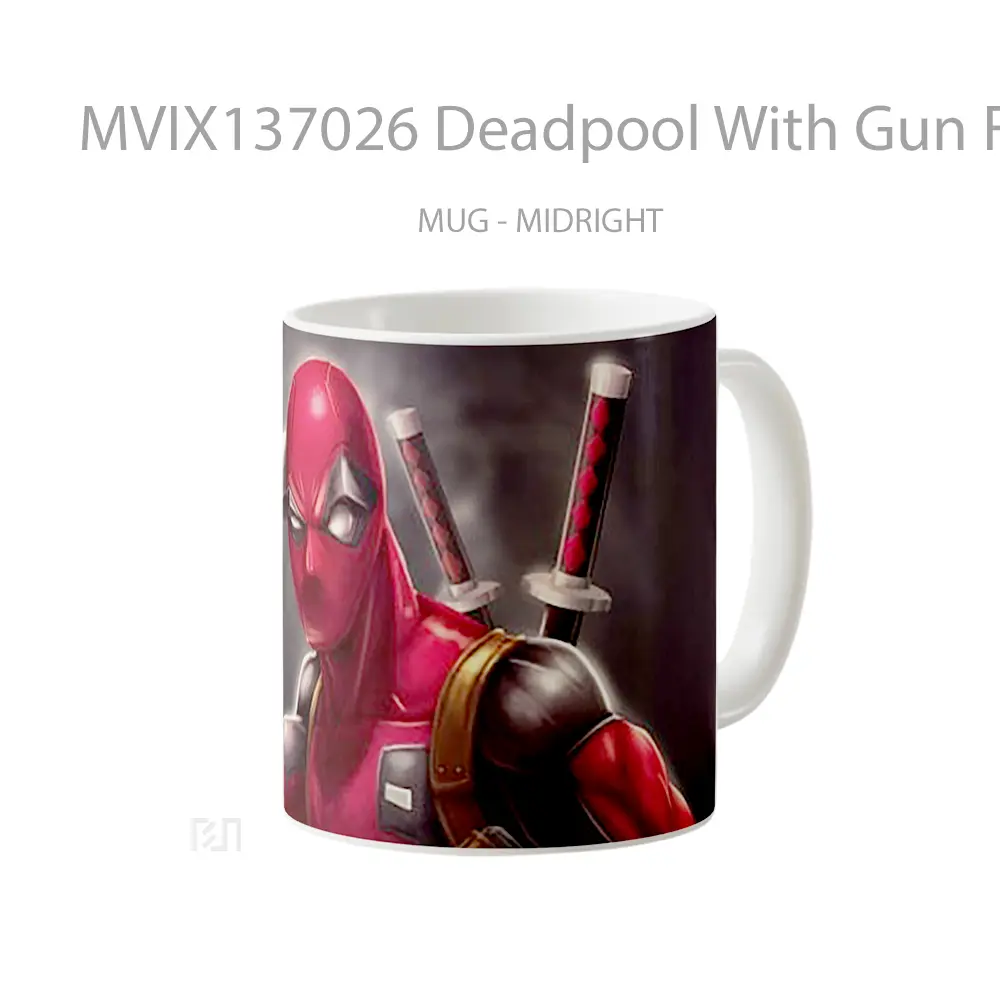 Mug Deadpool With Gun Fanart Gelas Superhero - All-side / Desain