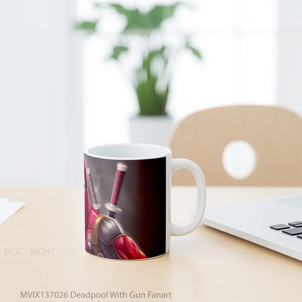Mug Deadpool With Gun Fanart Gelas Superhero - All-side / Desain