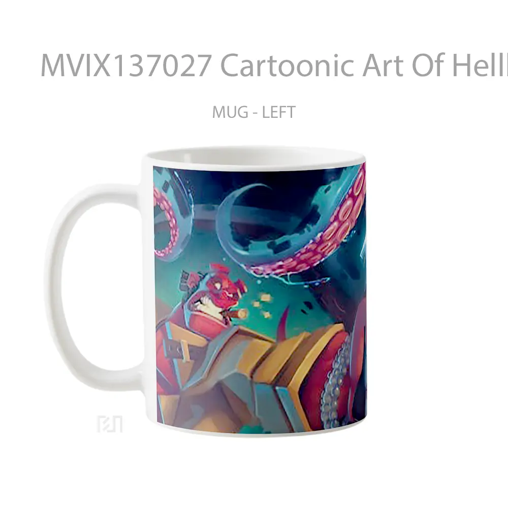 Mug Cartoonic Art Of Hellboy Gelas Keramik Unik - All-side / Desain