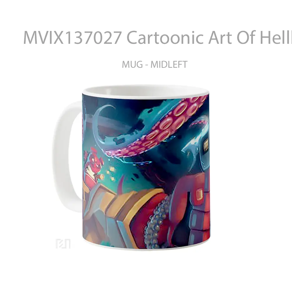 Mug Cartoonic Art Of Hellboy Gelas Keramik Unik - All-side / Desain