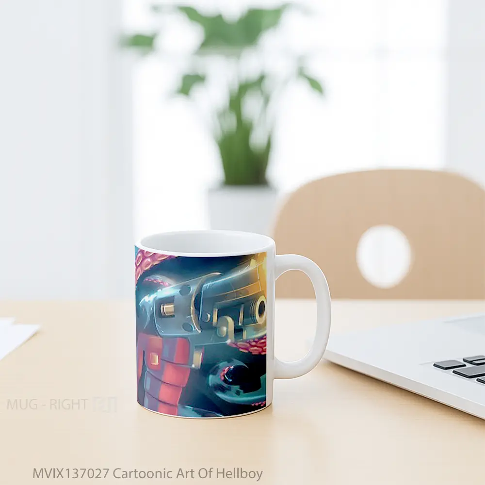 Mug Cartoonic Art Of Hellboy Gelas Keramik Unik - All-side / Desain