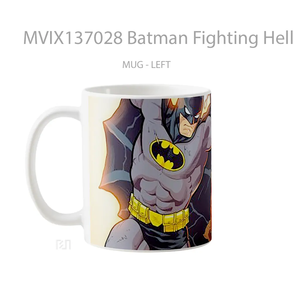 Mug Batman Fighting Hellboy Gelas Superhero - All-side / Desain