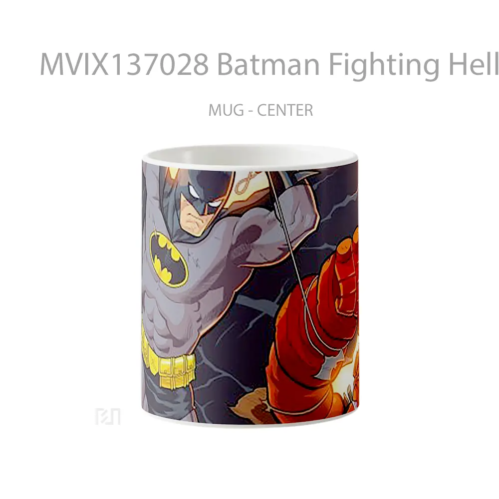 Mug Batman Fighting Hellboy Gelas Superhero