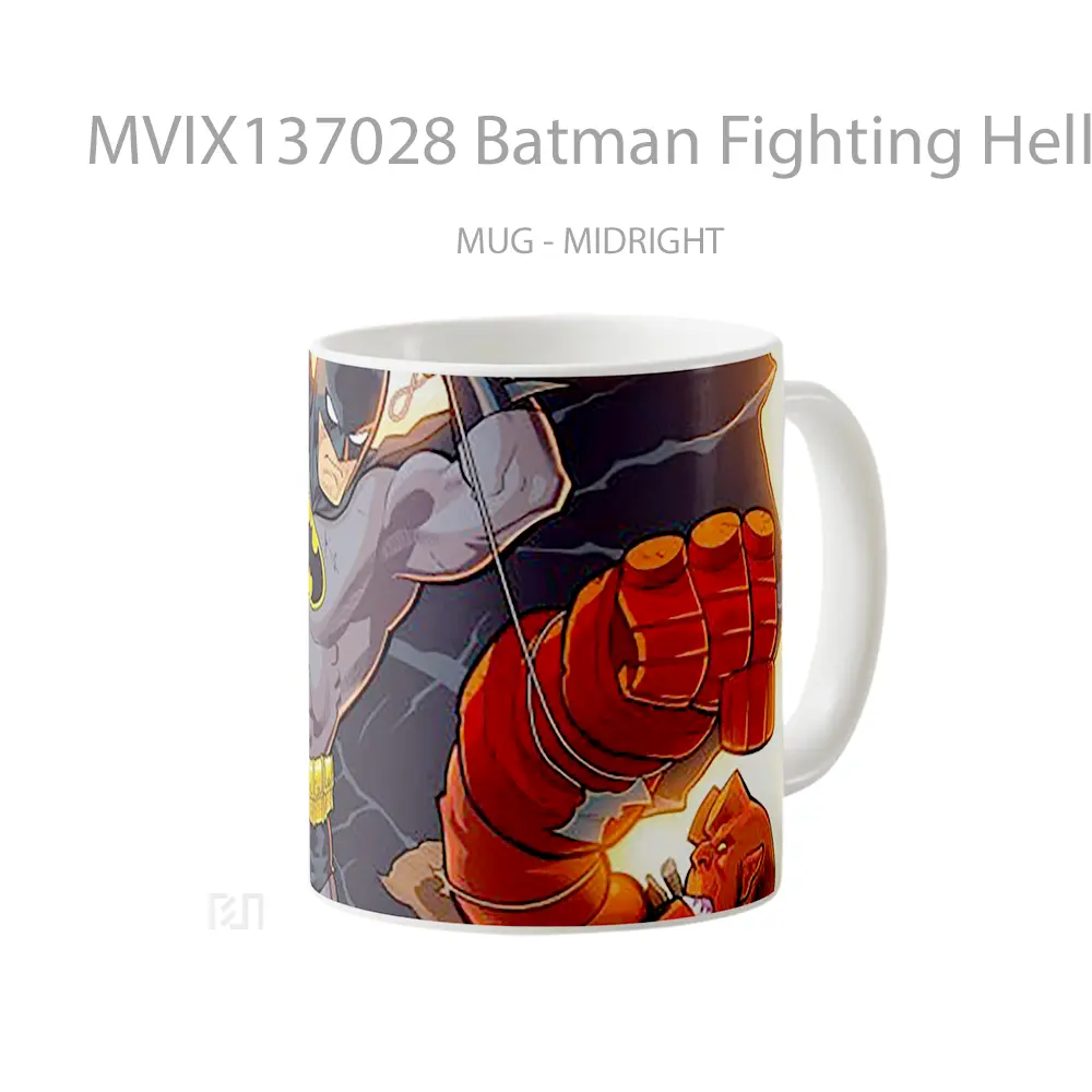 Mug Batman Fighting Hellboy Gelas Superhero - All-side / Desain