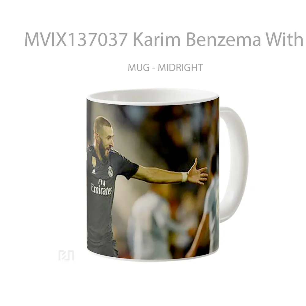 Mug Karim Benzema With Black Real Madrid Jersey Gelas Keramik Unik - All-side / Desain
