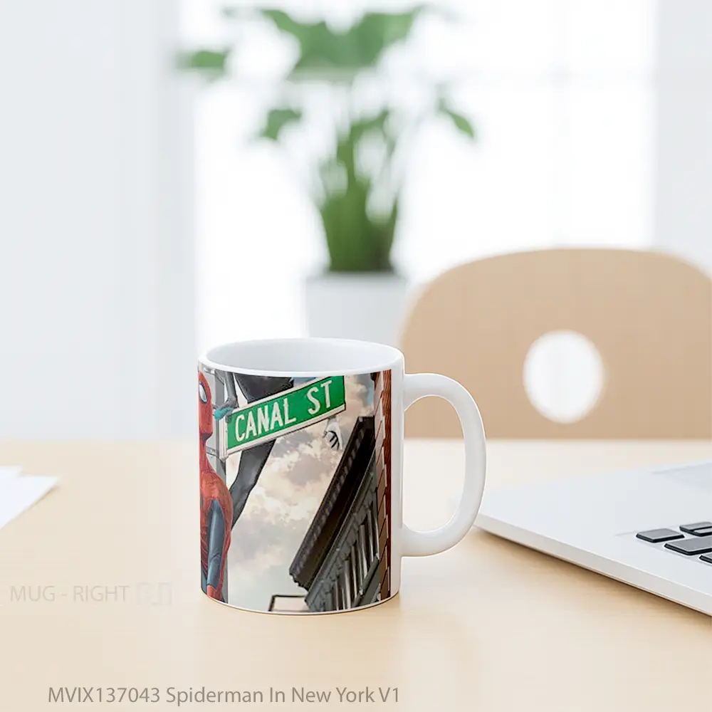 Mug Spiderman In New York V1 Gelas Superhero - All-side / Desain