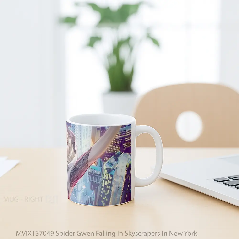 Mug Spider Gwen Falling In Skyscrapers In New York Gelas Keramik Unik - All-side / Desain