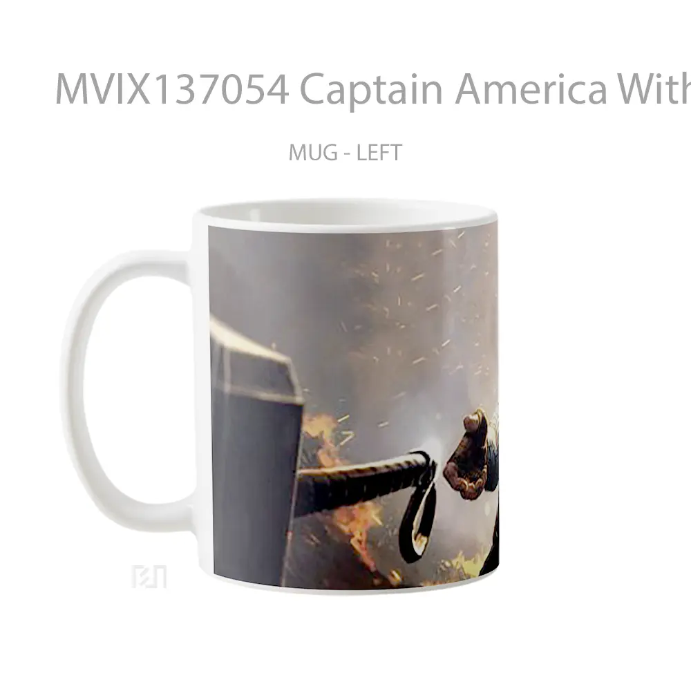 Mug Captain America With Thor S Hammer V1 Gelas Superhero - All-side / Desain