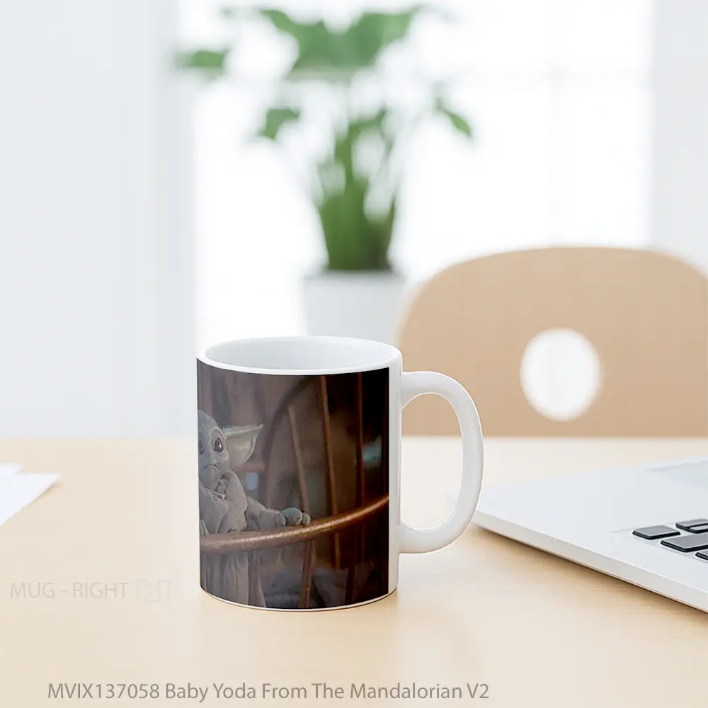 Mug Baby Yoda From The Mandalorian V2 Gelas Star Wars - All-side / Desain