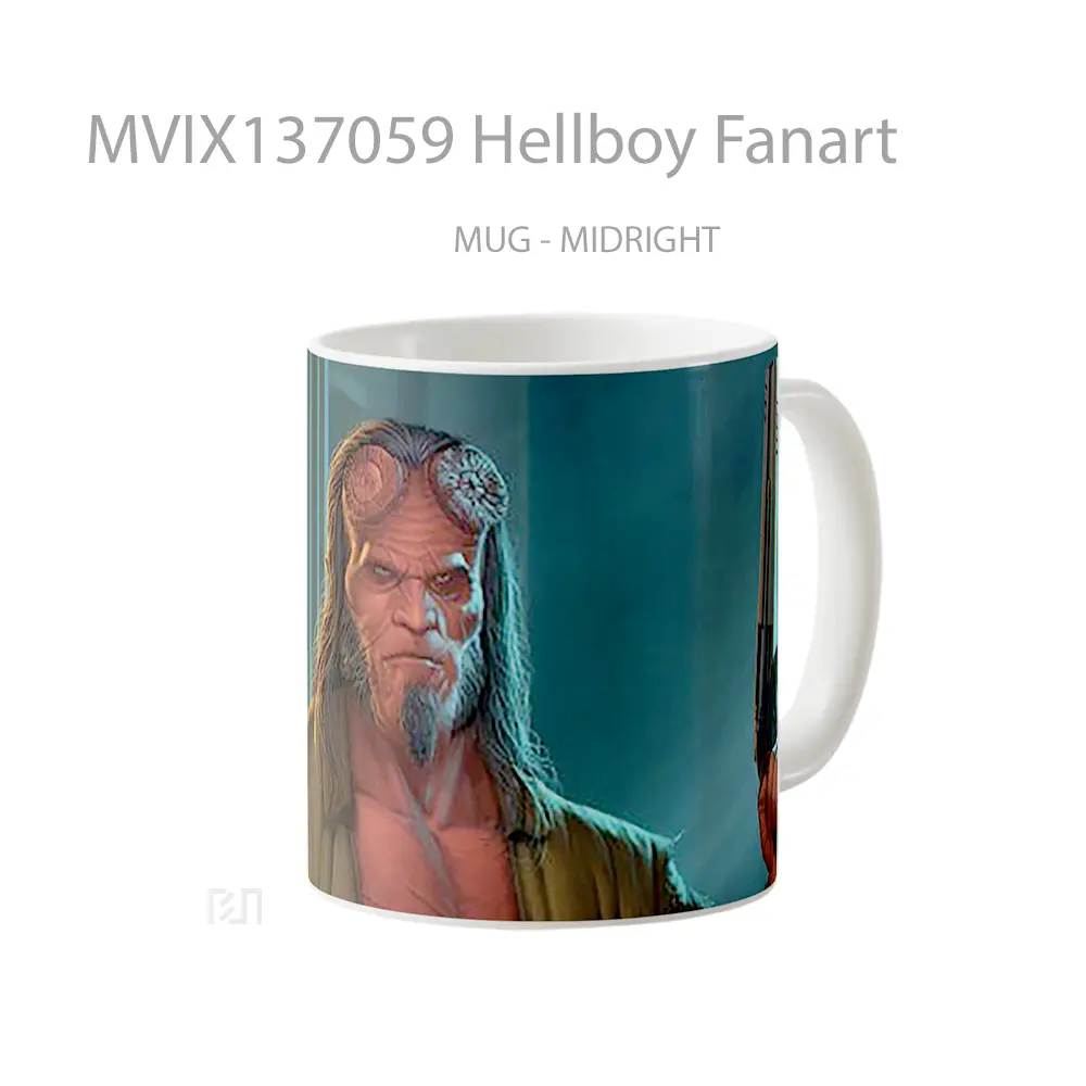 Mug Hellboy Fanart Gelas Keramik Unik - All-side / Desain