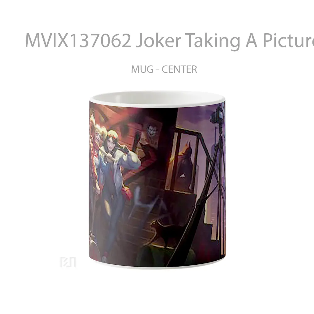 Mug Joker Taking A Picture Of Harley Quinn And Friends Gelas Superhero