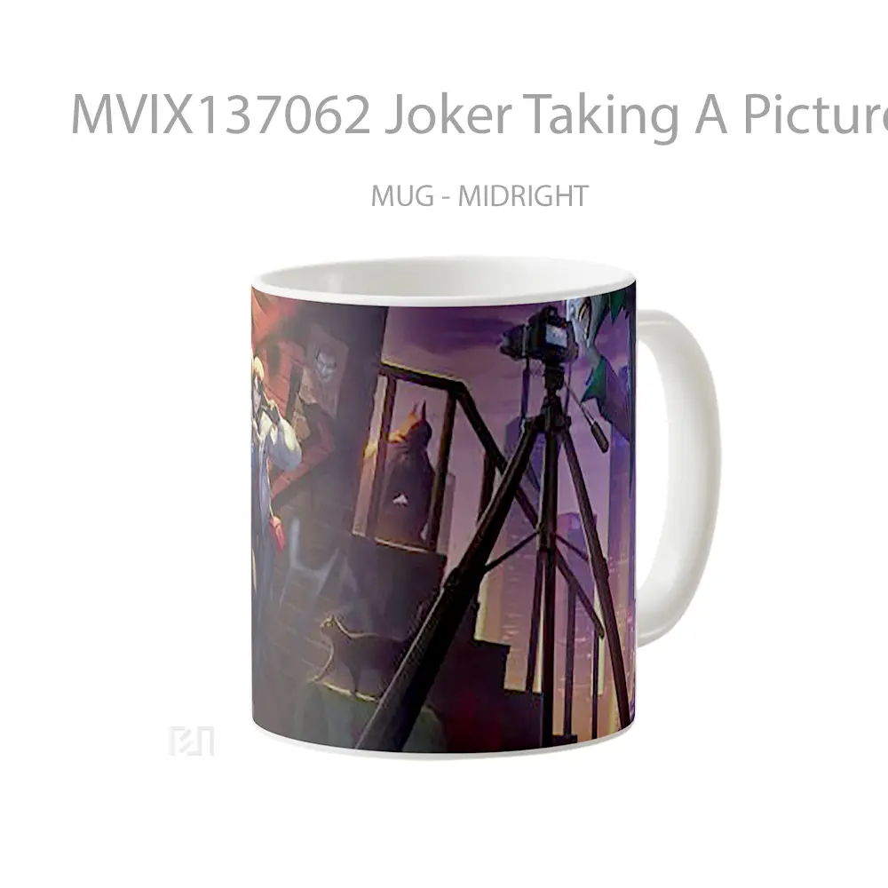 Mug Joker Taking A Picture Of Harley Quinn And Friends Gelas Superhero - All-side / Desain