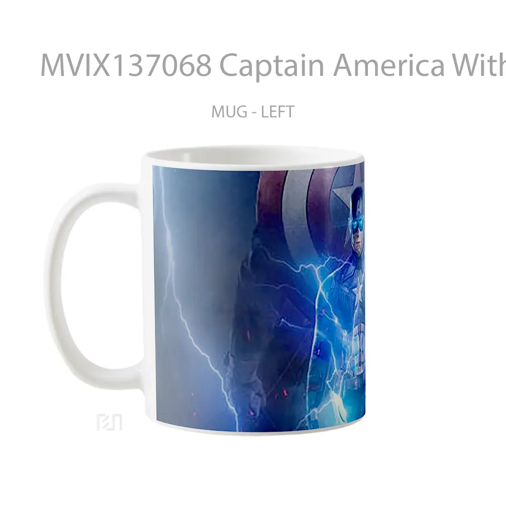 Mug Captain America With Thor S Hammer V2 Gelas Superhero - All-side / Desain