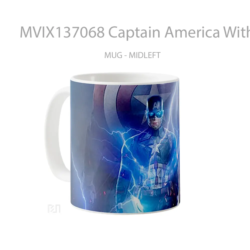 Mug Captain America With Thor S Hammer V2 Gelas Superhero - All-side / Desain