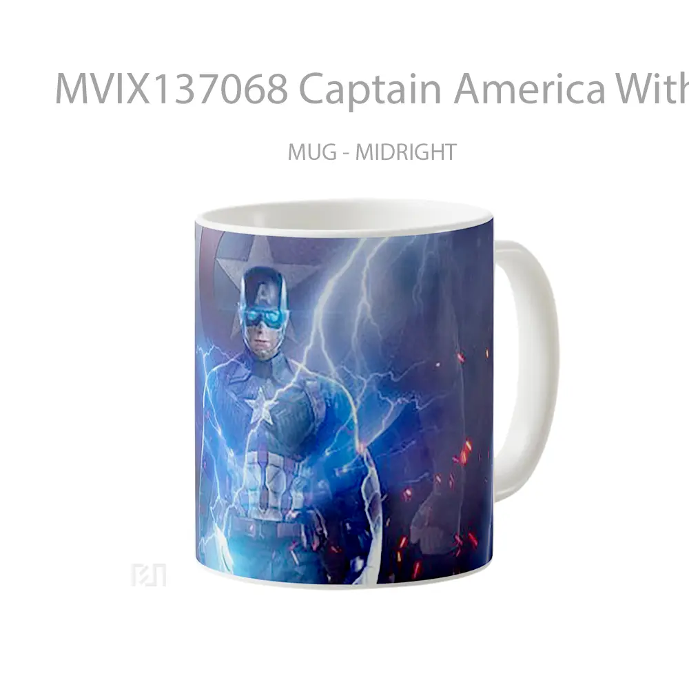 Mug Captain America With Thor S Hammer V2 Gelas Superhero - All-side / Desain