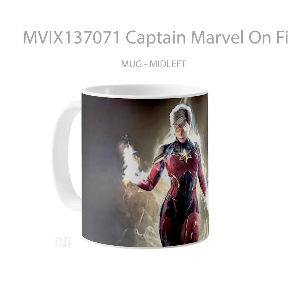 Mug Captain Marvel On Fire Gelas Superhero - All-side / Desain
