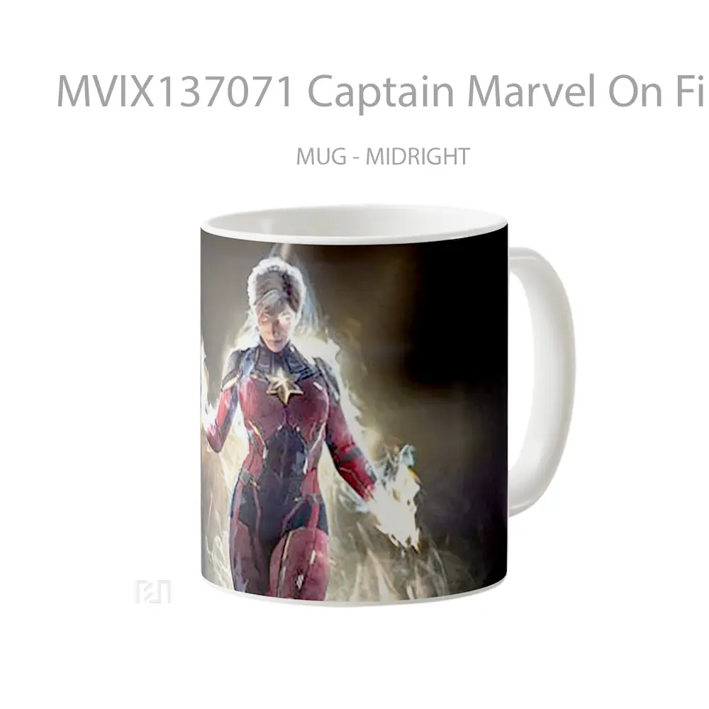 Mug Captain Marvel On Fire Gelas Superhero - All-side / Desain