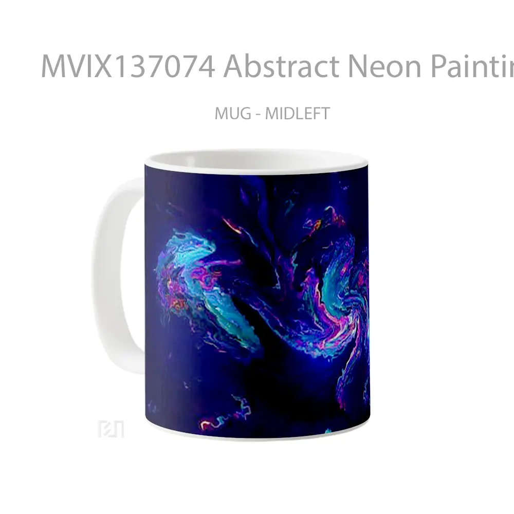 Mug Abstract Neon Painting V1 Gelas Seni Modern - All-side / Desain